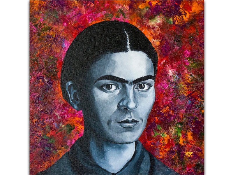 Frieda Kahlo Portrait Frida Original Oil Painting 40 by 40 cm - 海報/掛畫/掛布 - 其他材質 紅色