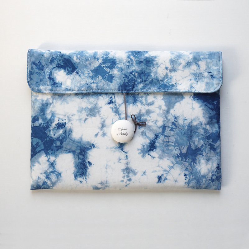 S.A x Customized Your Own Laptop case - กระเป๋าแล็ปท็อป - ผ้าฝ้าย/ผ้าลินิน สีน้ำเงิน
