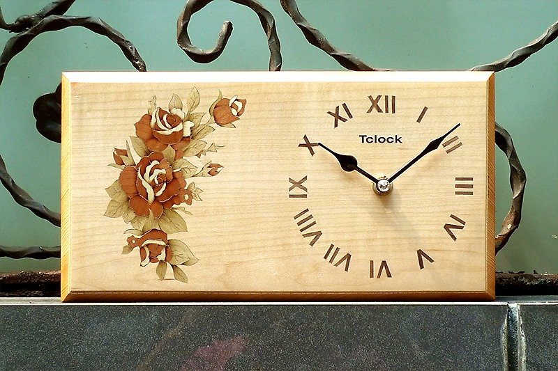 「イングリッシュローズは、」唯一の印刷物を持っていました - - 時計 - 木製 