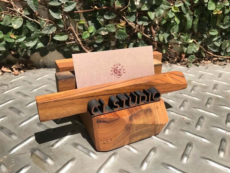 CL Studio 【Modern and Simple-Geometric Style Wooden Phone Holder/Business Card Holder】N97 - ที่ตั้งบัตร - ไม้ สีนำ้ตาล