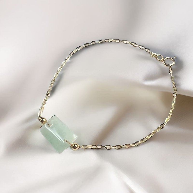 [May Nothing Happen] Ice Green Jadeite Nothing Happens Bracelet 14K Gold Filled | Natural Burmese Jade A-grade - Bracelets - Jade Green