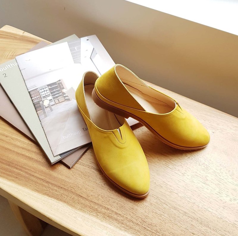 Elf Slippers-Lemon Yellow - Women's Casual Shoes - Genuine Leather 