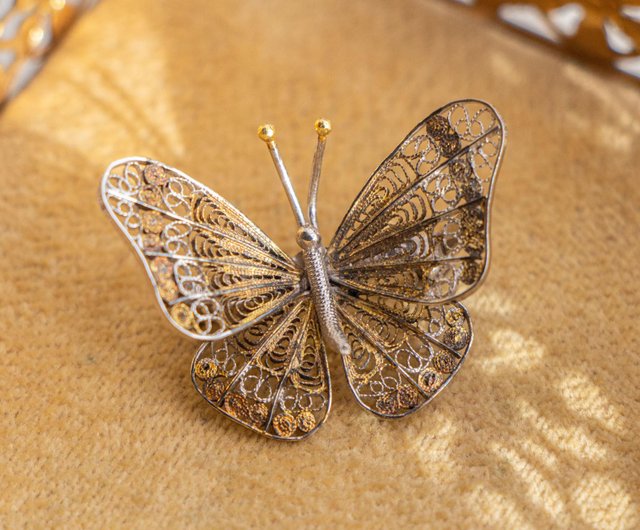 Sterling Gifts Filigree Butterfly Pin Gold Plated