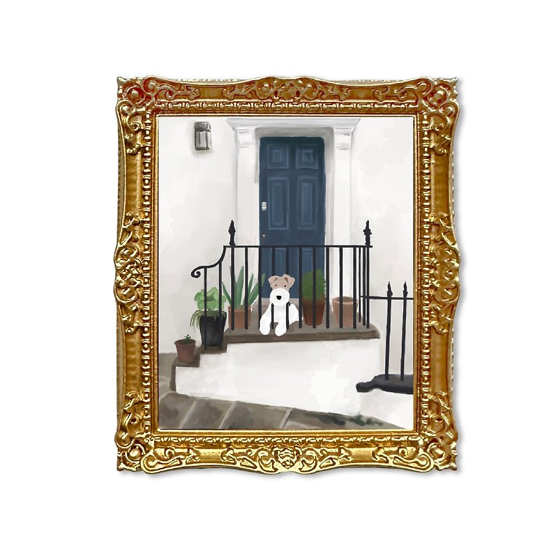 Wirefoxterrier Photo Frame Magnet ~ In front of the door railing - Magnets - Acrylic Gold