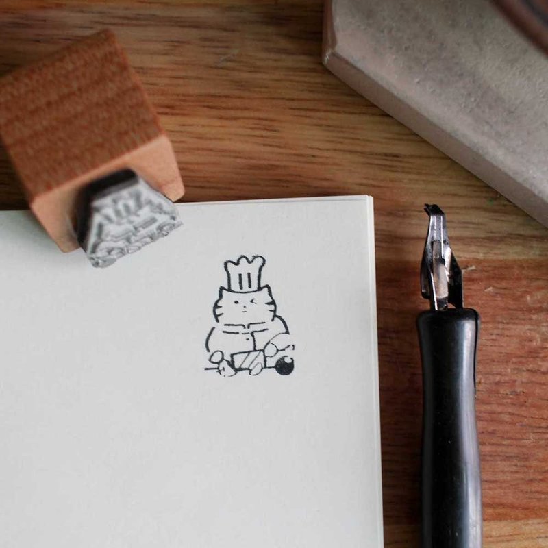(Jayeon Store Wood Stamp Series) Chef Cat cooks great - 印章/印台 - 木頭 