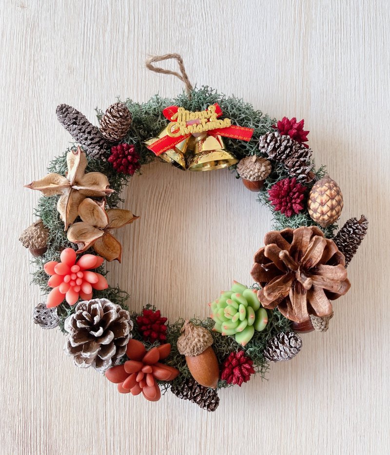 [Clay Succulent-Ready Stock] Christmas Succulent Wreath - ตกแต่งต้นไม้ - ดินเหนียว หลากหลายสี