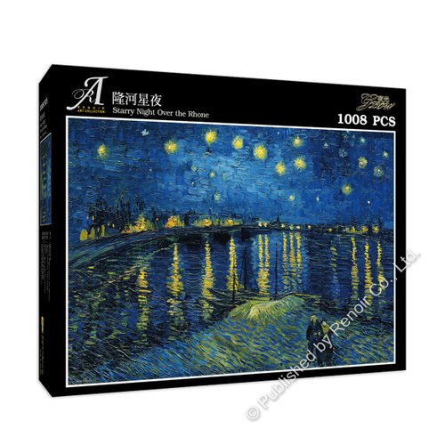 雷諾瓦拼圖文化坊 雷諾瓦拼圖文化坊/隆河星夜/1008片拼圖/梵谷/夜光