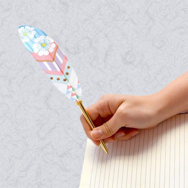 Quill Pen Feather Ball Pen Japan Japanese Blessing Series J03 Feather Pen Sakura - Ballpoint & Gel Pens - Other Materials Pink