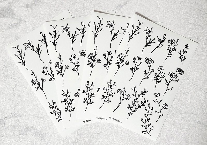 Black Leaf Sticker - 貼紙 - 其他材質 