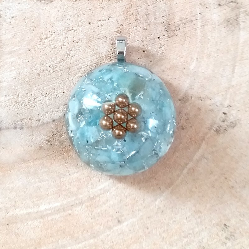 Pet charm amulet, copper beads, Aquamarine, release stress, promotes calmness - Custom Pillows & Accessories - Crystal Blue