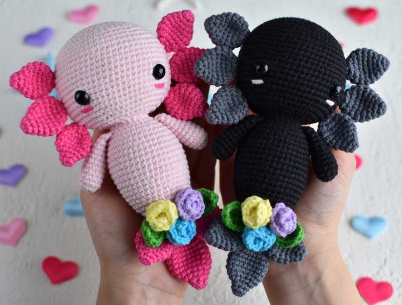 Axolotl plush / Axolotl gift / Axolotl decor /  Kawaii axolotl - 公仔/玩偶 - 棉．麻 