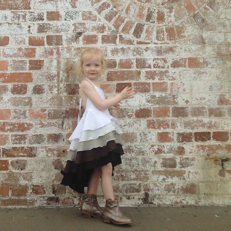 Girls Ombré Flamenco Party Dress in Coffee 6-- 12 Years - One Piece Dresses - Cotton & Hemp Multicolor