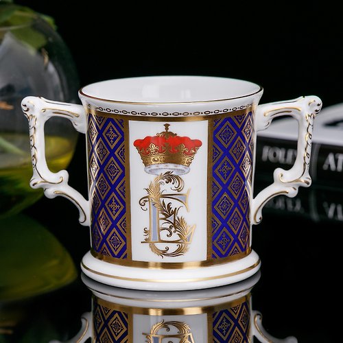 擎上閣裝飾藝術 皇室尊享Royal Crown Derby愛德華殿下1999年結婚杯馬克杯咖啡杯