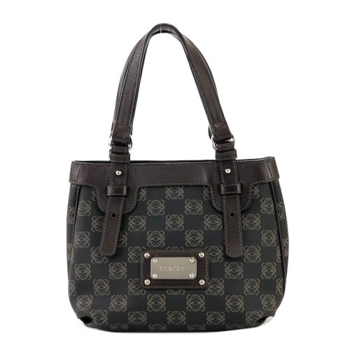 LOEWE ロエベ アナグラム　ハンドバッグ　ブラック ヴィンテージ 日本直送 名牌中古包 】LOEWE ロエベ アナグラム 総柄 ハンドバッグ