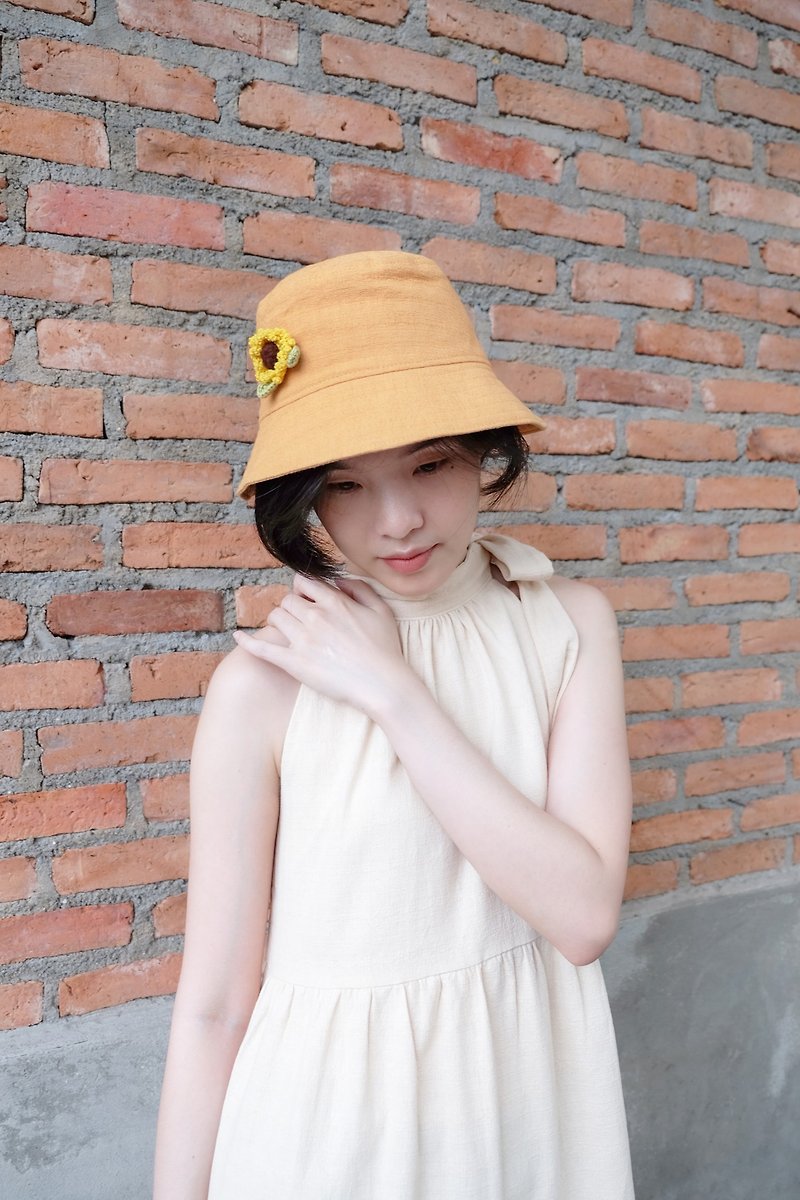 Summer Melody Bucket Hat - Mellow Yellow - 帽子 - 棉．麻 橘色