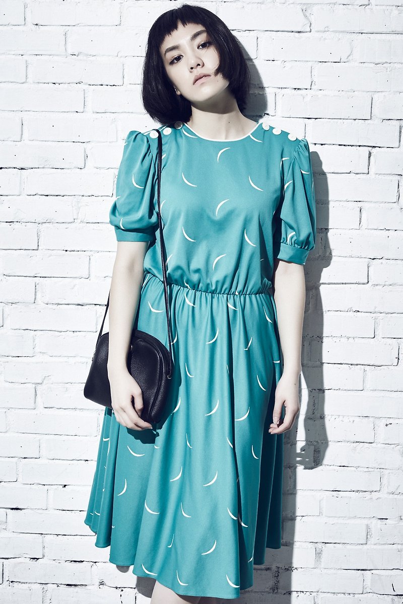 Vintage American dress vintage dress - ชุดเดรส - ผ้าฝ้าย/ผ้าลินิน สีเขียว