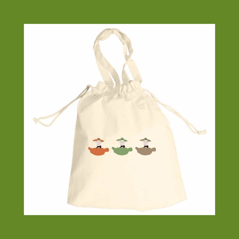 Japanese character ochahakase bag - Handbags & Totes - Cotton & Hemp White