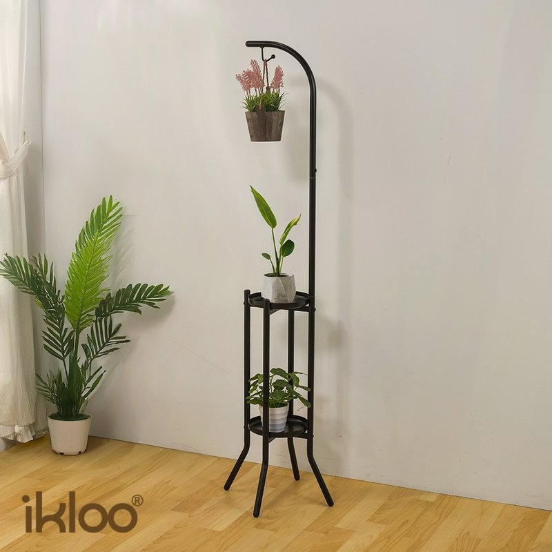 【ikloo】輕植感吊掛式增高盆栽架 (台灣製造 多功能 增高花架) - 植栽/盆栽 - 其他金屬 黑色
