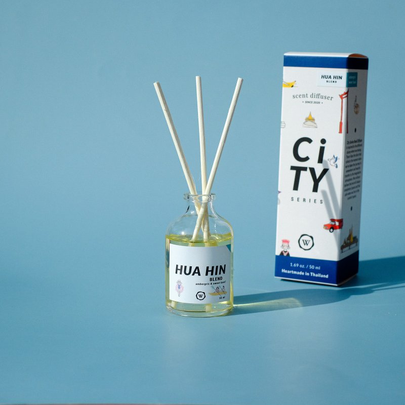 Scented Room Diffuser Hua Hin Blend City Series | Ambergris & Sweet Basil - 香氛/精油/擴香 - 玻璃 透明