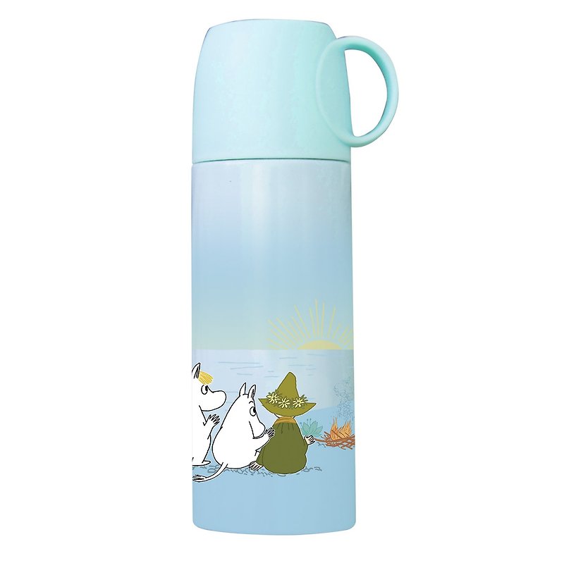 Moomin嚕嚕米授權-馬卡龍粉彩杯蓋保溫瓶(藍) - 其他 - 其他金屬 藍色