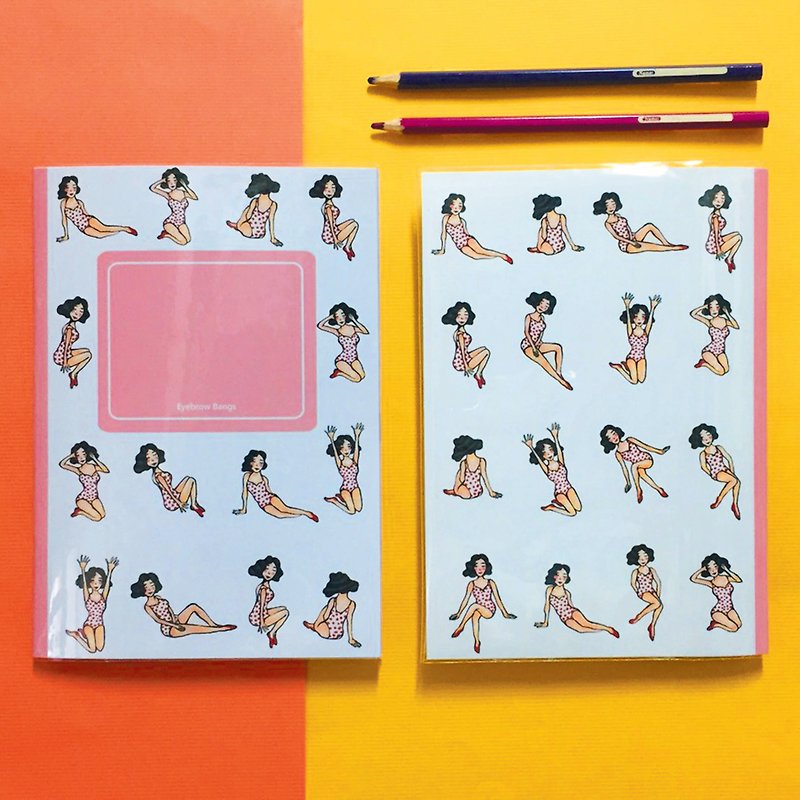 Swimsuit girl lively notebook riding nail binding - สมุดบันทึก/สมุดปฏิทิน - กระดาษ ขาว