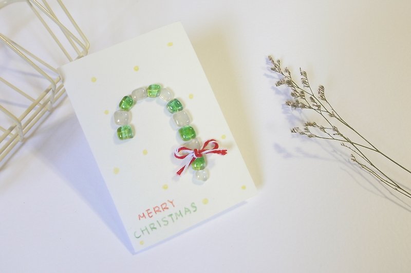 Highlight 還來-聖誕拐杖玻璃小物卡片 - 卡片/明信片 - 紙 綠色