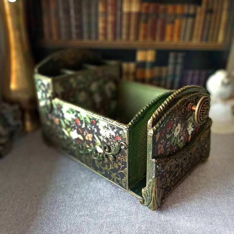 Kitchen organizer, Brush holder, Cosmetics holder,napkin holder,Tissue box cover - 居家收納/收納盒/儲物盒 - 木頭 綠色