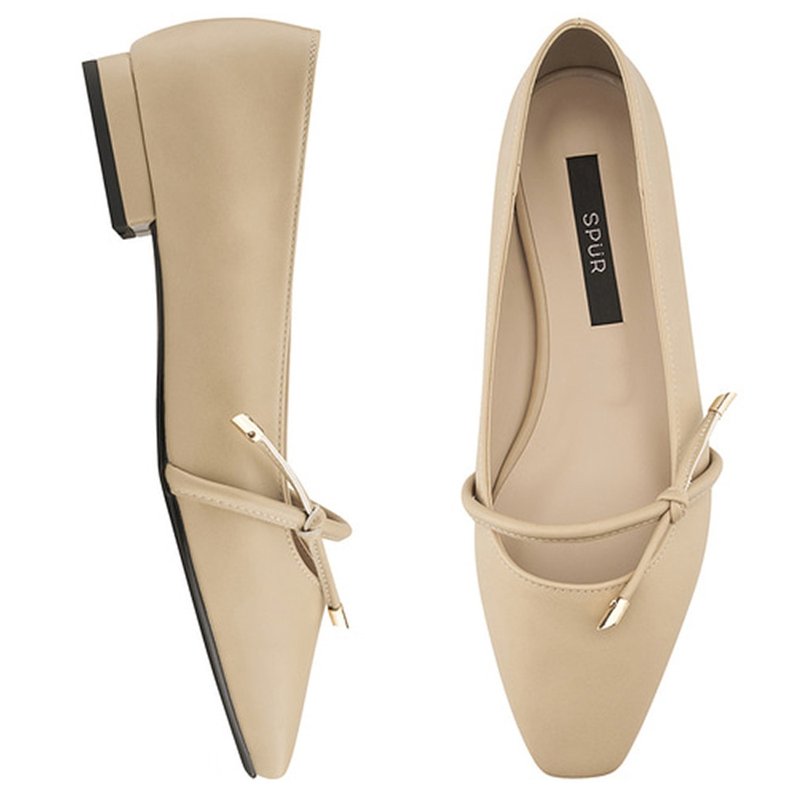 【秋冬新時尚】PRE-ORDER SPUR 蝴蝶結平底鞋 QA8005 BEIGE - 其他女皮鞋 - 其他材質 