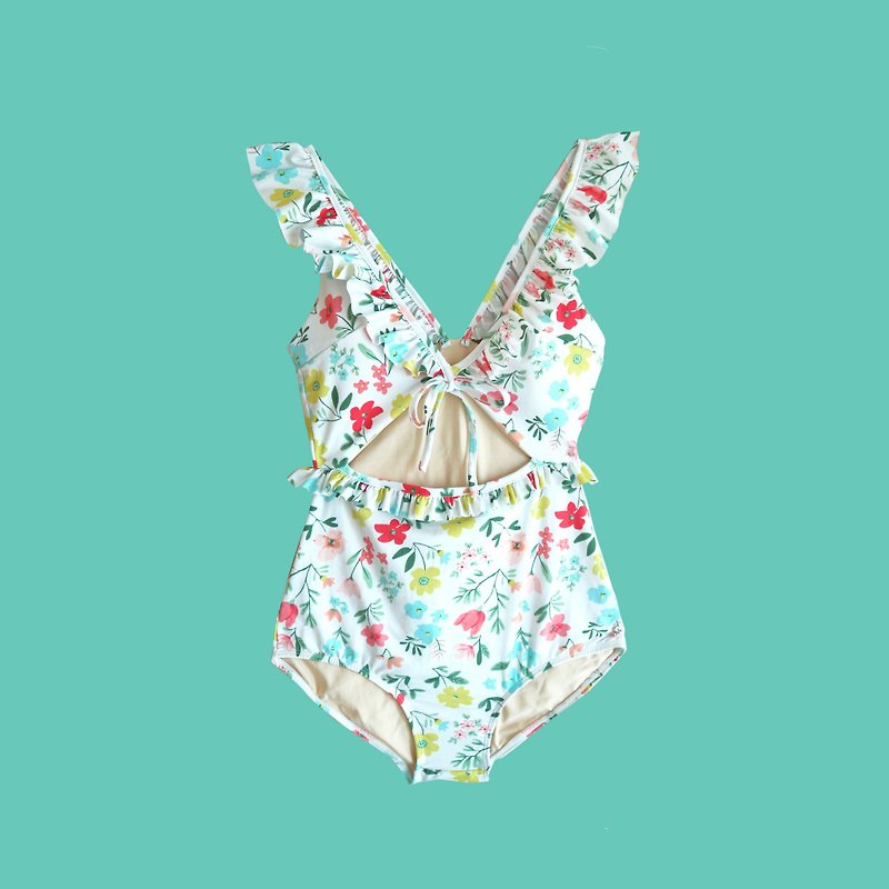 Little Garden Swimsuit (White) - 泳衣/比基尼 - 聚酯纖維 