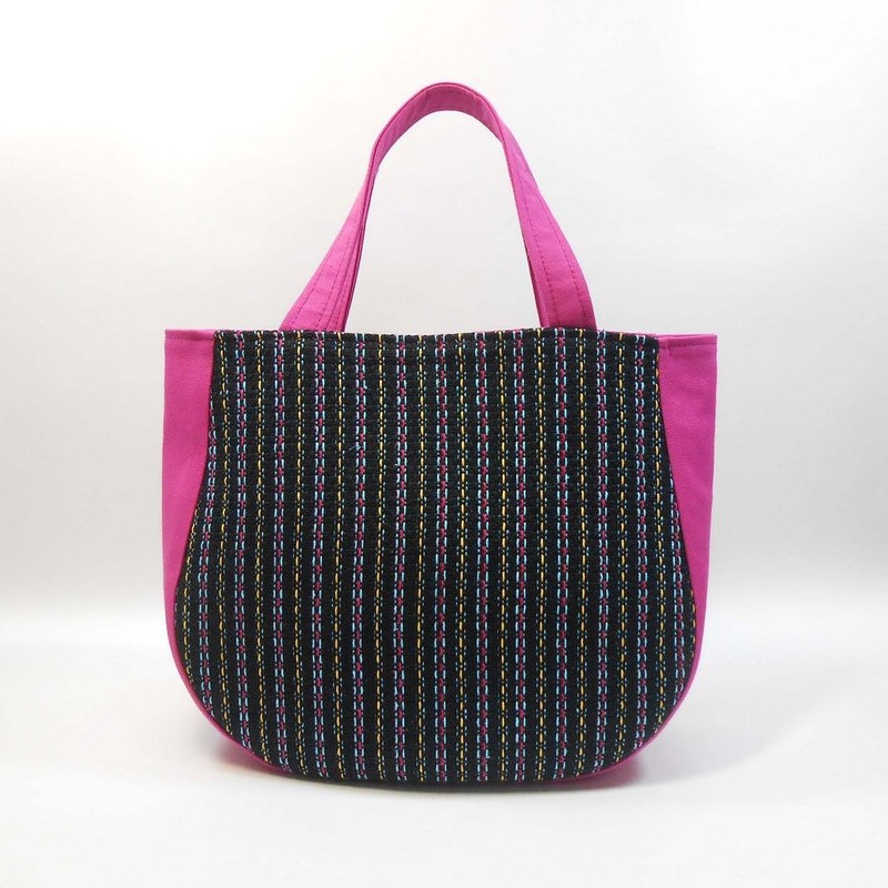 Handloom-Magnetic Buckle Bag 01 - กระเป๋าถือ - ผ้าฝ้าย/ผ้าลินิน สีแดง