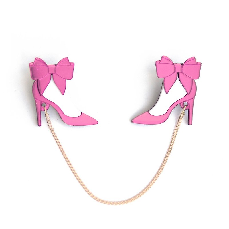 粉紅高跟鞋領針 - 胸針 - 壓克力 粉紅色