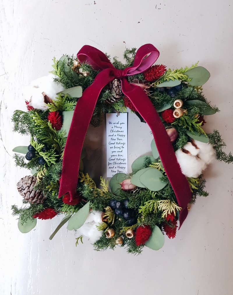 Xmas|Fresh Leaves| Christmas Decoration| Grassy Fruit Christmas Wreath| Christmas Gifts - ของวางตกแต่ง - พืช/ดอกไม้ สีเขียว