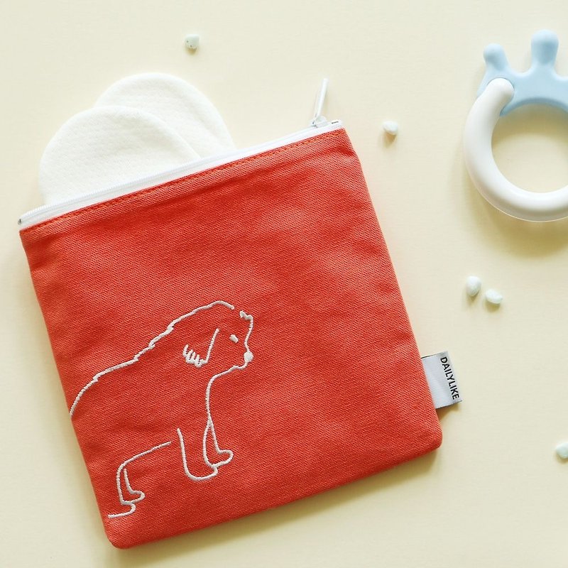 Small fresh embroidery storage bag-07 puppy, E2D16388 - Toiletry Bags & Pouches - Cotton & Hemp Red