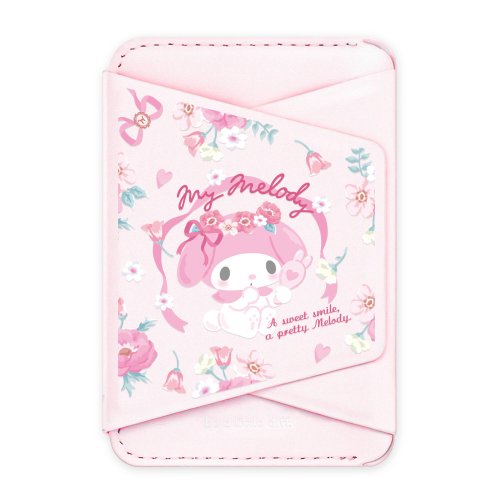 LANI's 風格防摔手機殼 MyMelody 美樂蒂-花園粉色款 支架磁吸卡包 小牛皮感 手機支架