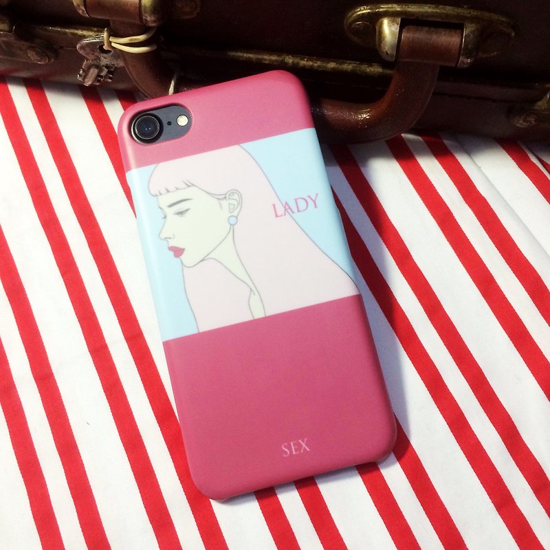 Lady pink original design phone shell iPhone, Samsung protective shell / birthday gift / original design / holiday gift - เคส/ซองมือถือ - พลาสติก สึชมพู