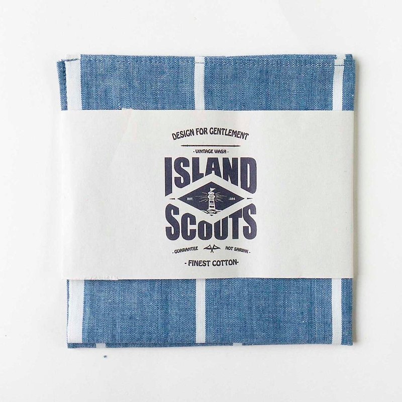 Pocket Square - Indigo Chambray Stripes - Other - Cotton & Hemp Blue