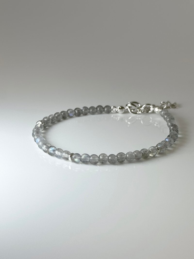 Ore_B04 / Gray moonstone sterling silver bracelet - Bracelets - Crystal Silver