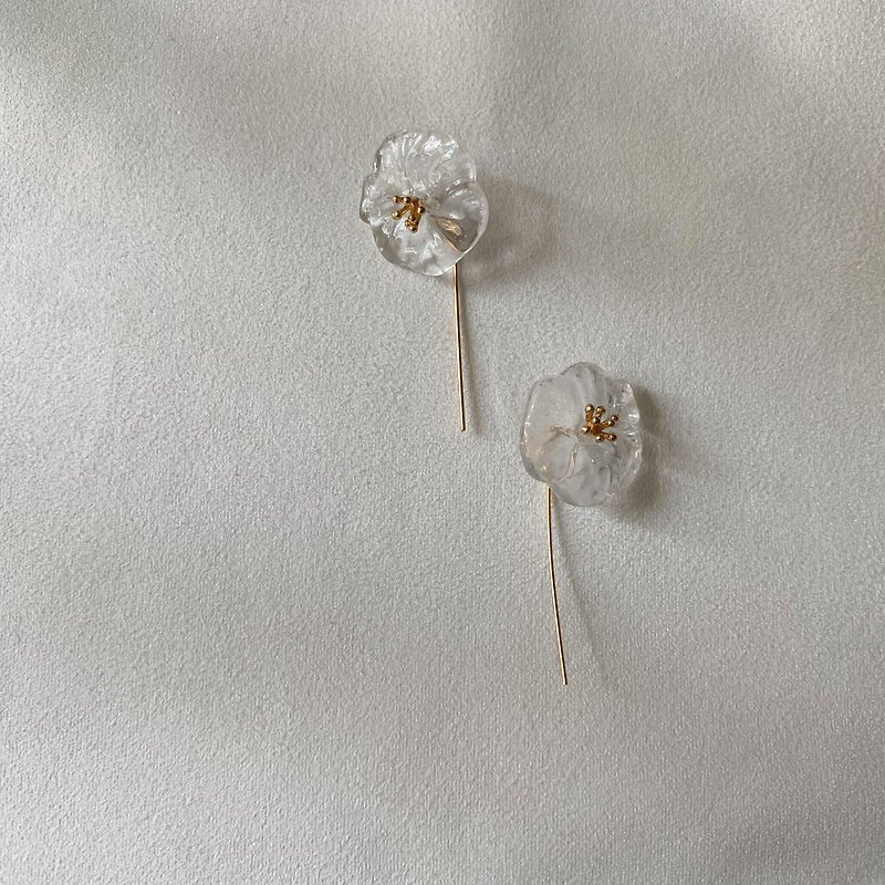 ‧ KOI ‧ Transparent flower branch resin earrings - Earrings & Clip-ons - Resin Transparent