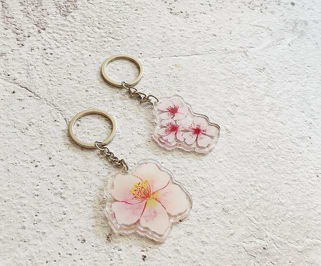 TheCraftinista Cherry Blossom Embroidered Keychain