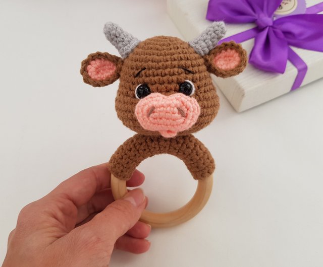 Crochet Baby Rattle Bull PATTERN stuffed cow pattern cow crochet