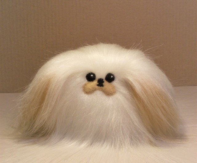 lovely Pekingese dog 14x10cm furry fur dog model toy polyethylene