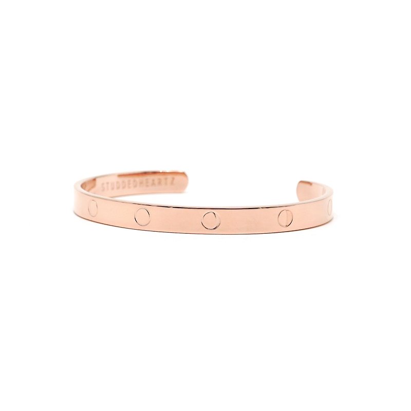 Rose Gold Moon Phase Bangle Bracelet - Stainless Steel - Bracelets - Other Metals Pink