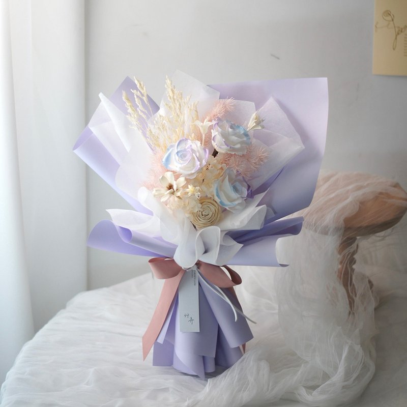 【艸踸Garden Lane Floral】Frost blue and purple two-color rose bouquet (M) - Dried Flowers & Bouquets - Plants & Flowers 