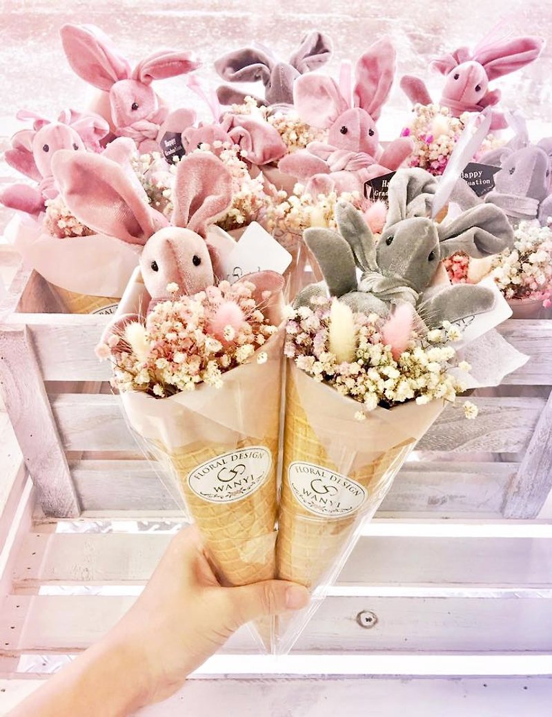 Rabbit Marshmallow Starry Cone Flower Dry Flower Graduation Wedding Bouquet Gift Teaching - Plants - Plants & Flowers Pink