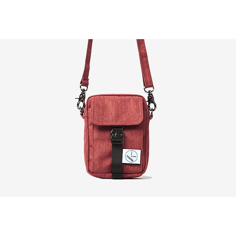 Simple texture small diagonal bag:: wine red:: - กระเป๋าแมสเซนเจอร์ - เส้นใยสังเคราะห์ สีแดง