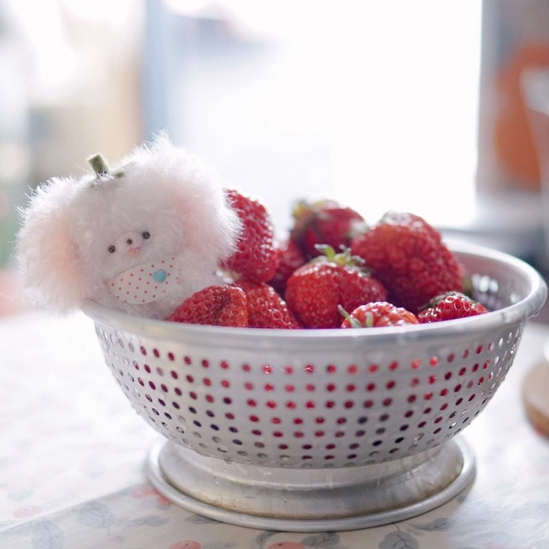 Unicorn Forest | Furry Strawberry Puppy Handmade Plush Doll - ตุ๊กตา - ไฟเบอร์อื่นๆ สึชมพู