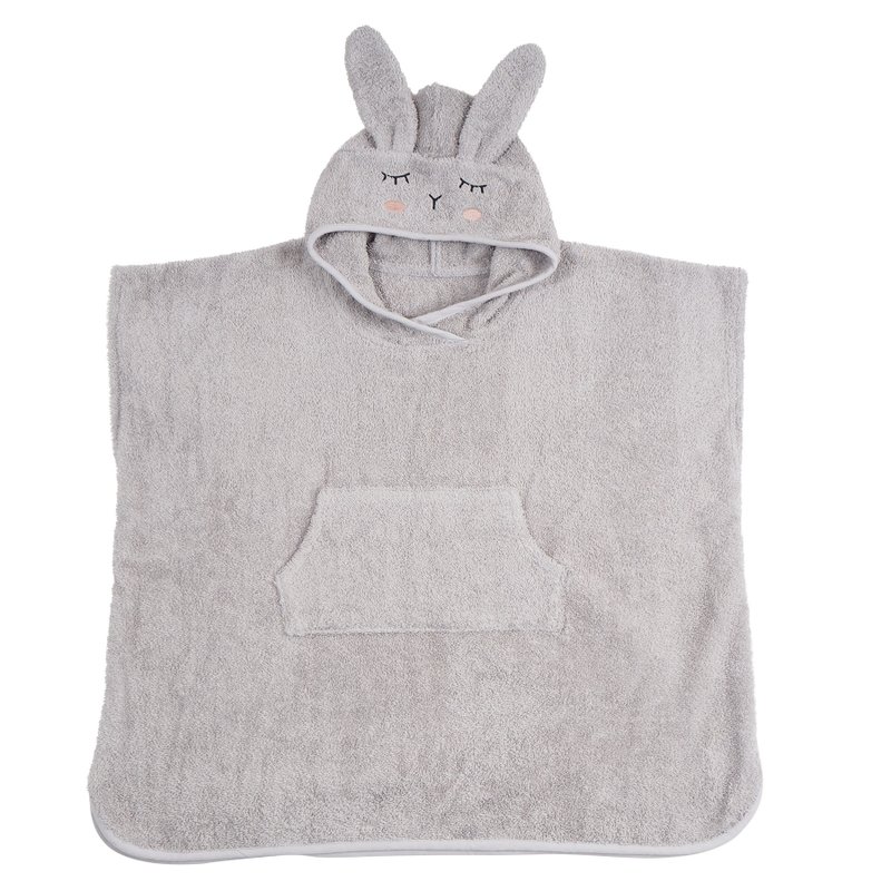 kikadu rabbit cloak organic cotton bath towel-grey - อื่นๆ - ผ้าฝ้าย/ผ้าลินิน สีเทา