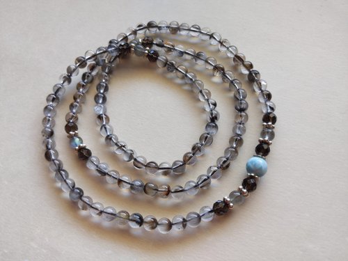 奧麗 ORLI Jewelry ORLI Jewelry 天然黑銀鈦108顆念珠 黑銀鈦晶108顆佛珠 拉利瑪