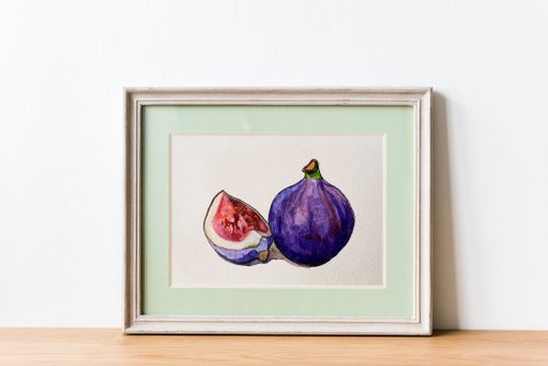 ArtLizzi 無花果原畫家居裝飾水彩藝術品水果畫