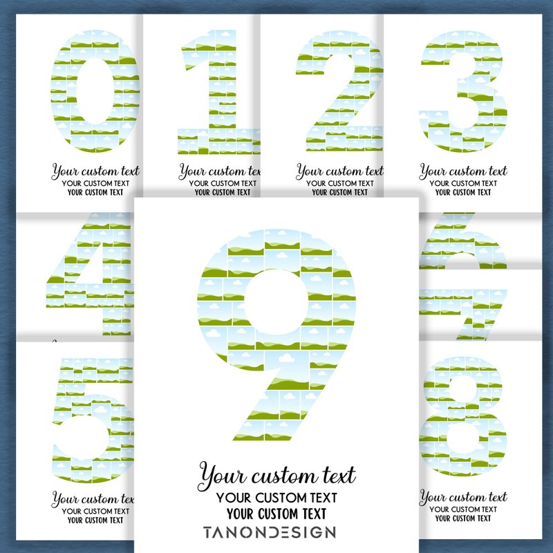 0-9 Number Photo collage Editable Canva Template, Anninersary Gift, Brthday Gift - 圖文模板設計 - 其他材質 
